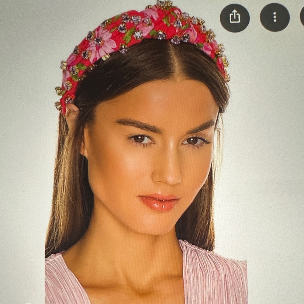 Lele Sadoughi & Love Shack FancyEmbellished Floral Padded Headband in Red & Pink